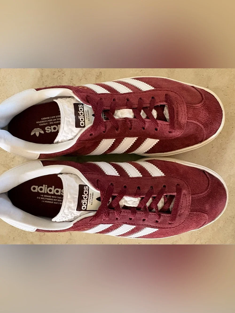 ADISAS Gazelle Bold Suede Platform Sneakers |Shadow Red Cloud White | Size 8.5